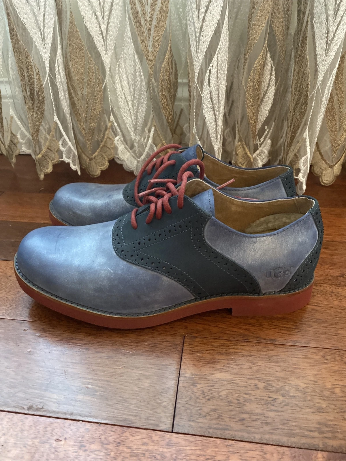 Scarpe Oxford UGG Australia da uomo in pelle blu taglia 8 nuove