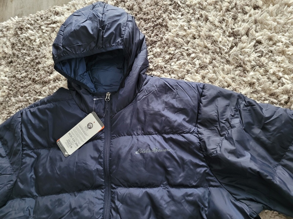 NEW EDDIE BAUER FULL ZIP DOWN PUFFER JACKET MENS XXL WITH HOOD