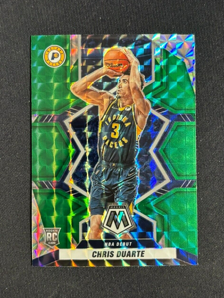 2021-22 Panini Mosaic Chris Duarte NBA Debut Green PRIZM Rookie #270 RC Pacers