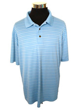Grand Slam Golf Shirt Men's Size XL Performance Blue/White Stripes Knit Short Sl