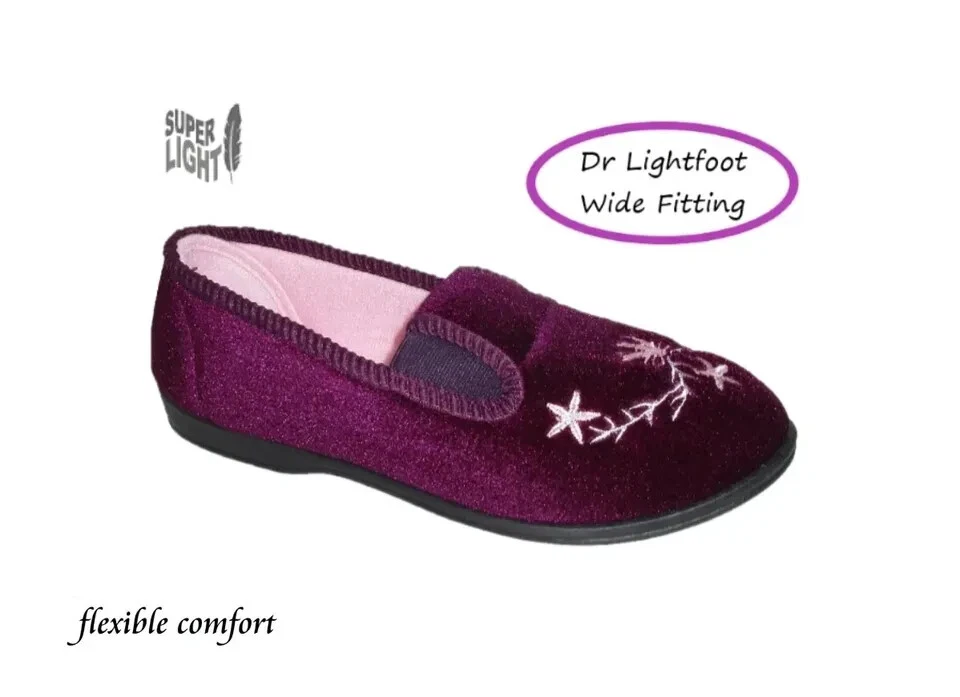 Chinelos mocassim femininos femininos de caimento largo espuma com memória Dr Lightfoot sola dura tamanho - Imagem 4 de 4