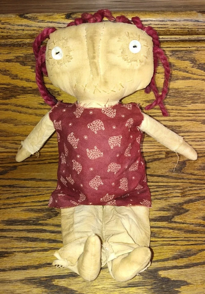 Primitive Fabric Rag Doll Antique Cloth Folk Art Hand Sewn Clothing Old - Image 3 of 4