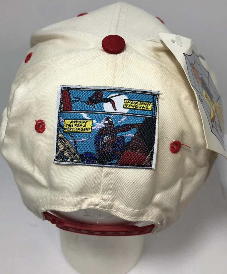 Marvel SpiderMan S 1994 NUEVO con etiqueta camionero Snapback Logo 7 sombrero rojo blanco Foto 4 de 4