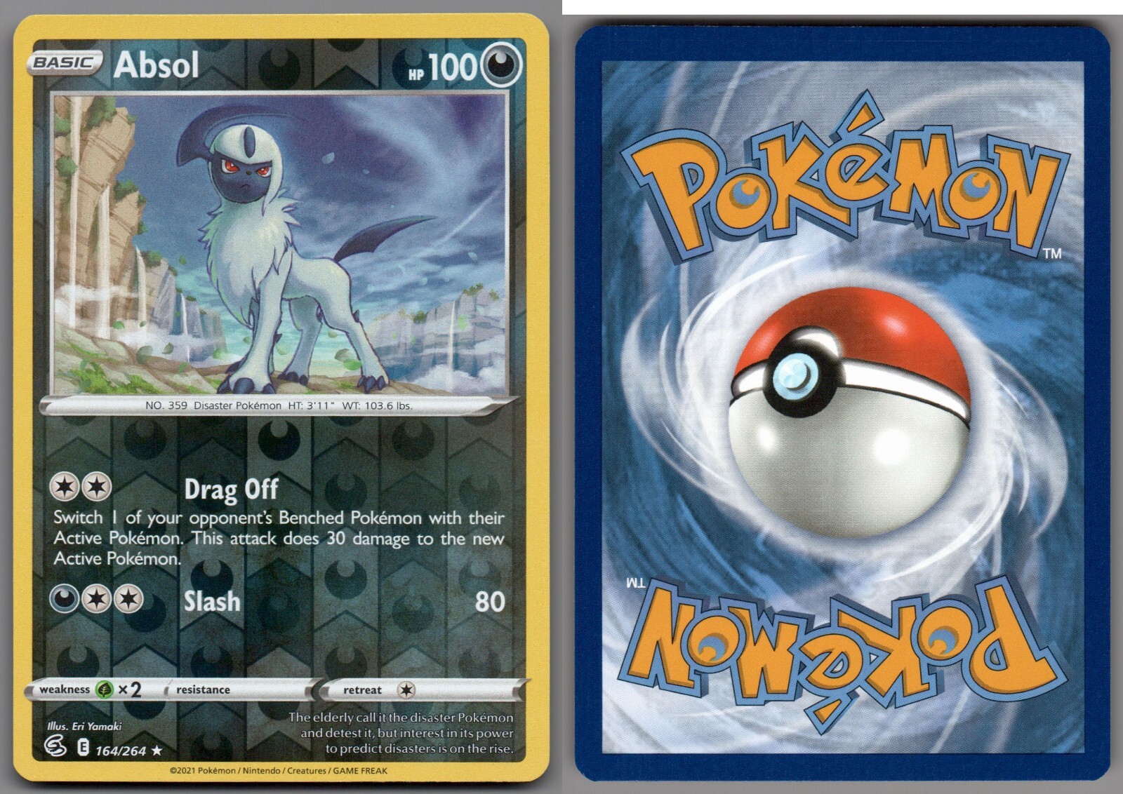 2021 Pokemon, Fusion Strike, 164/264 Absol, Reverse Holo Rare eBay