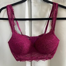 Victorias Secret Women Lace Bra Size 34C Magenta Purple No Wire Coquette 16698