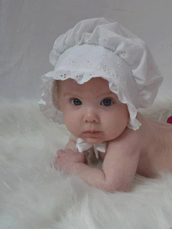 Sombrero para el sol para bebé niño pequeño ROJO SÓLIDO algodón encaje ribete sombrero talla nb, 3,6,9,12,18 meses Foto 3 de 3