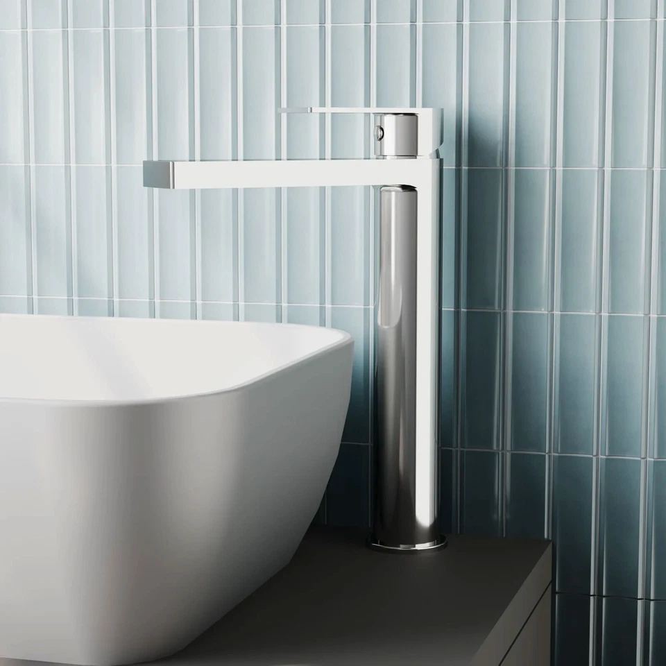 WELOVEBATHROOMS Oakley Tall Mono Basin Mixer Tap Polished Chrome Single Lever Bathroom Sink Tap