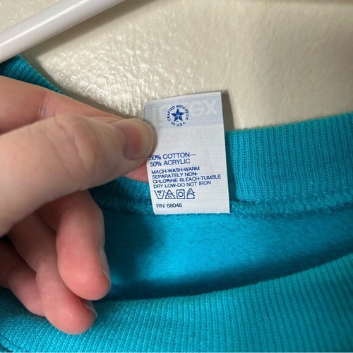 Vintage 80s blue kitchy bear graphic sweatshirt womens XL USA made hearts decora - Picture 10 of 11