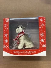 Schnauzer Dog Christmas Ornament Wrapped In Red & White Scarf Sandicast NEW