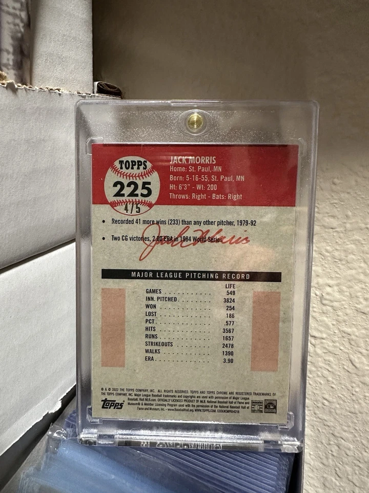 2022 Topps Chrome Platinum Rose Gold Toile Refractor Jack Morris #4/5 - Image 3 of 4