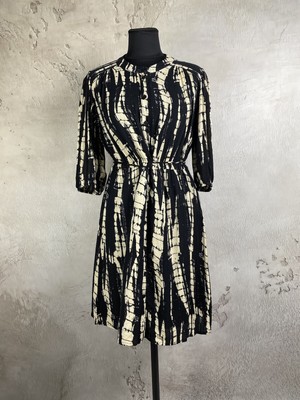 BASH Rare Striped Belt Transformer Button Sleeve Viscose Lady Dress Size 2