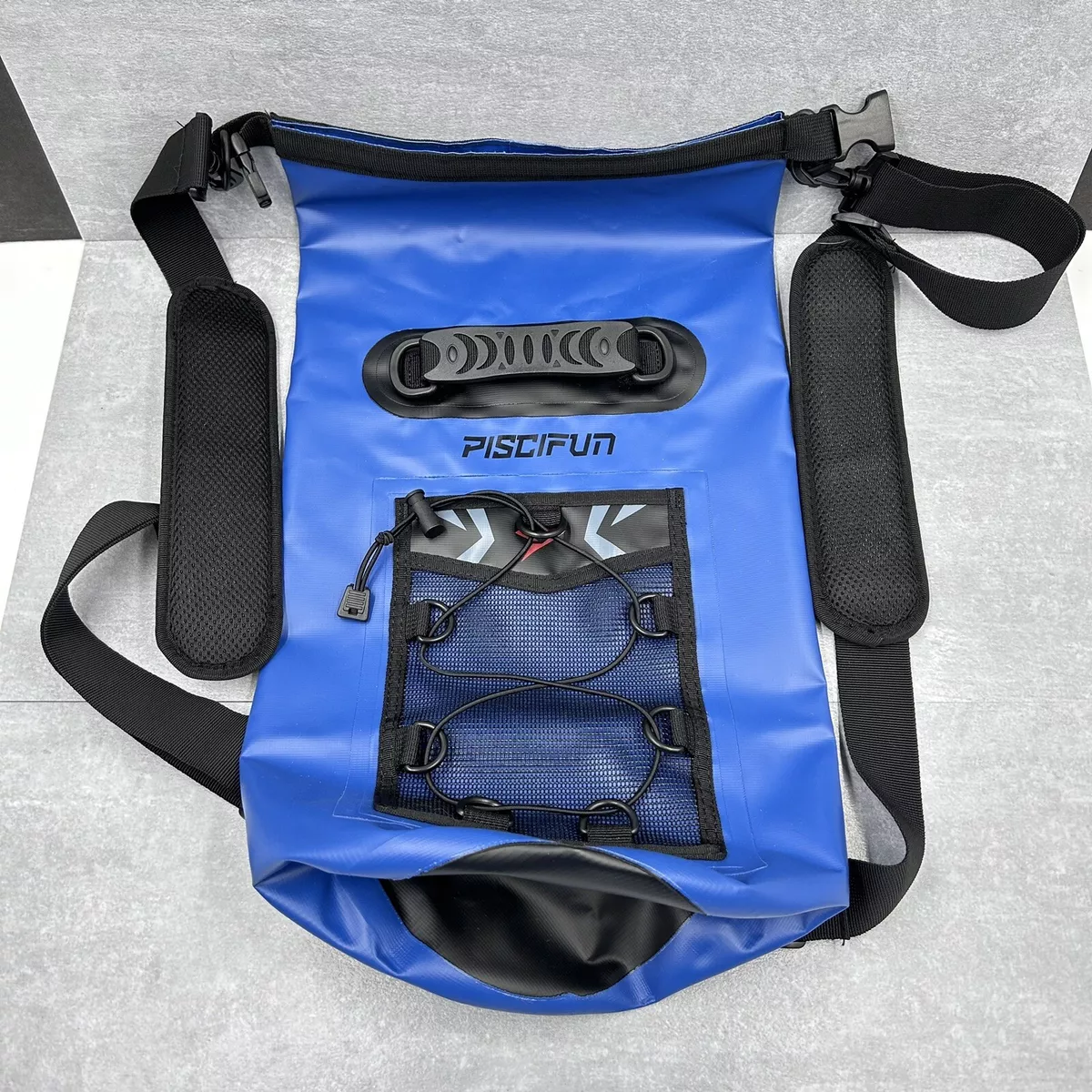 PISCIFUN Waterproof Dry Bag Backpack Blue Rubber Fishing