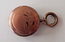ANTIQUE OLD WOMEN'S WATCH FOB ENGRAVED DESIGN PULL CHAIN - GOLD FILLED/ PLATED?