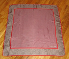 Vintage Anne Klein Rust Teal Gray Celtic Knot Border 100 Silk Square Scarf 28"