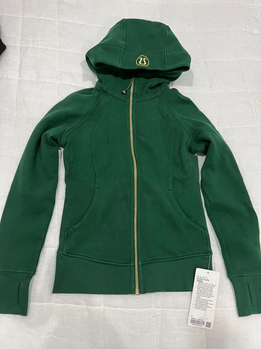 NWT Lululemon Scuba Full-Zip Hoodie~SIZE:4~ Everglade Green / Gold