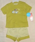 Infant Baby Boy Carters 2Pc T-Shirt Shorts Green Stripes Comfy Set Sz 3 Months — photo 3