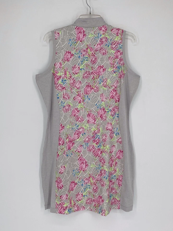 Vestido Pebble Beach DryLuxe Performance Gris Rosa Floral Sin Mangas Para Mujer Talla L Foto 2 de 4