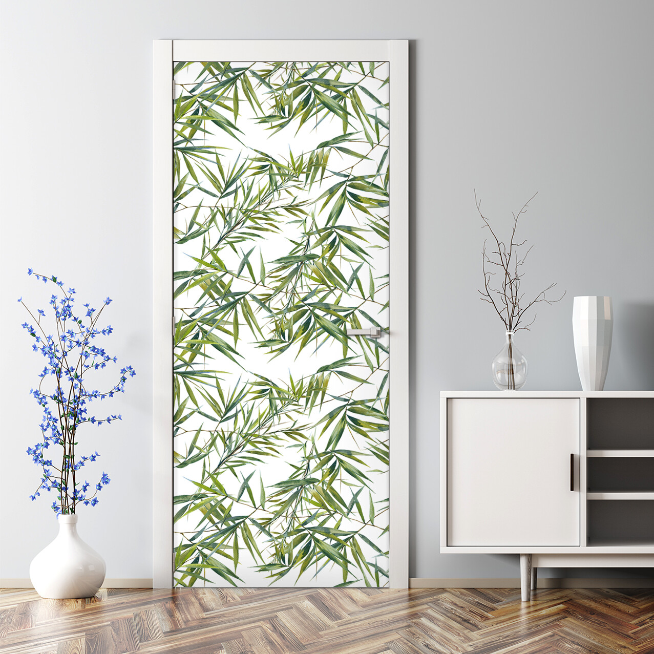 Exotic Leaves Decal Floral decor Flowers Bubble Free Door sticker self-adhesive