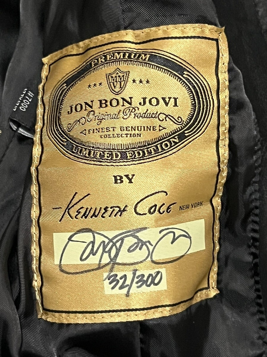 JON BON JOVI HAND SIGNED KENNETH COLE LEATHER JACKET S BNWT