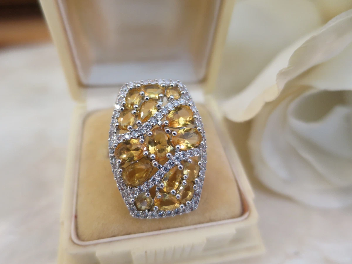 Citrine white 2024 gold ring