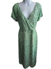 NWT Mac Duggal Green Sequin V-Neck Dress Size 14