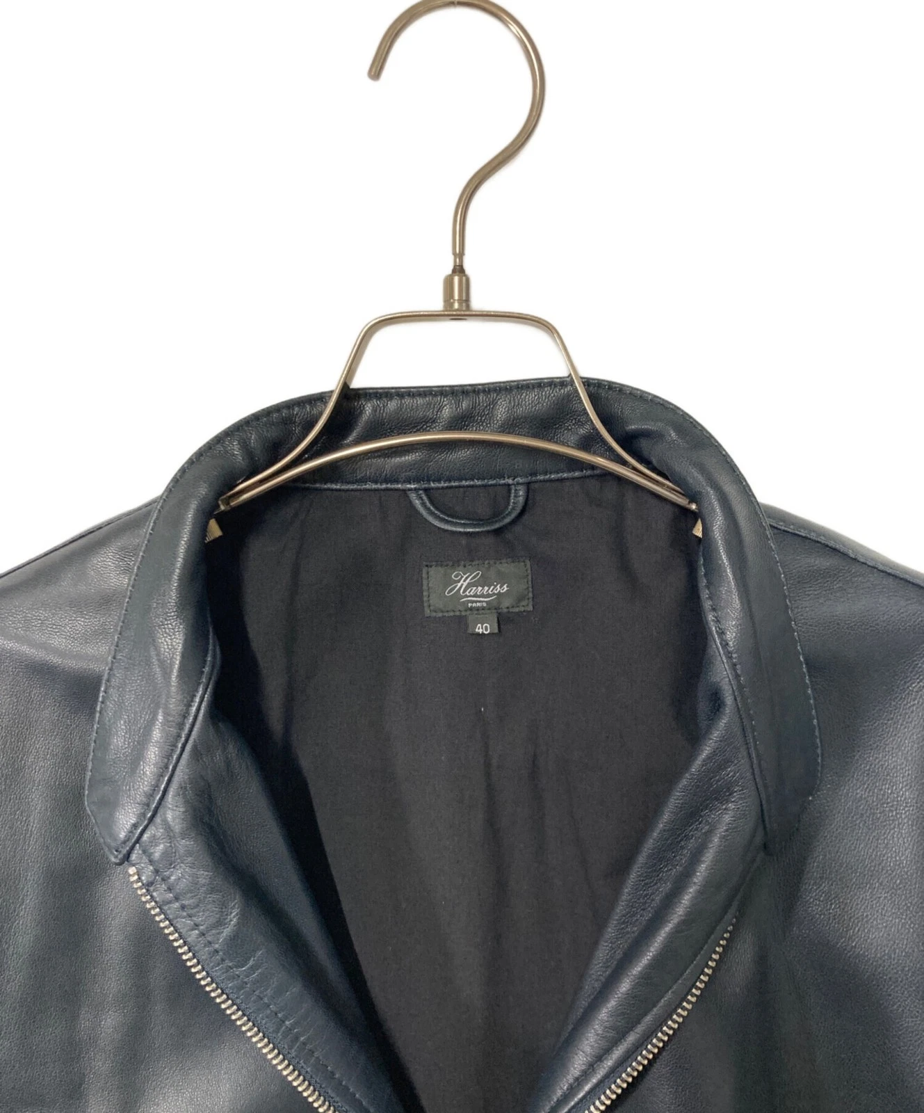 Harris s Single Leather Riders Jacket Men's Size 40 Navy - product detail image 4