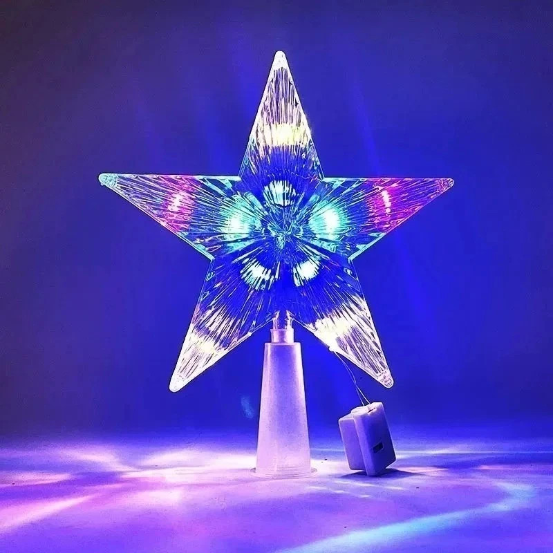 Christmas Tree Topper Star Warm White Light Christmas Tree Decor for Christmas