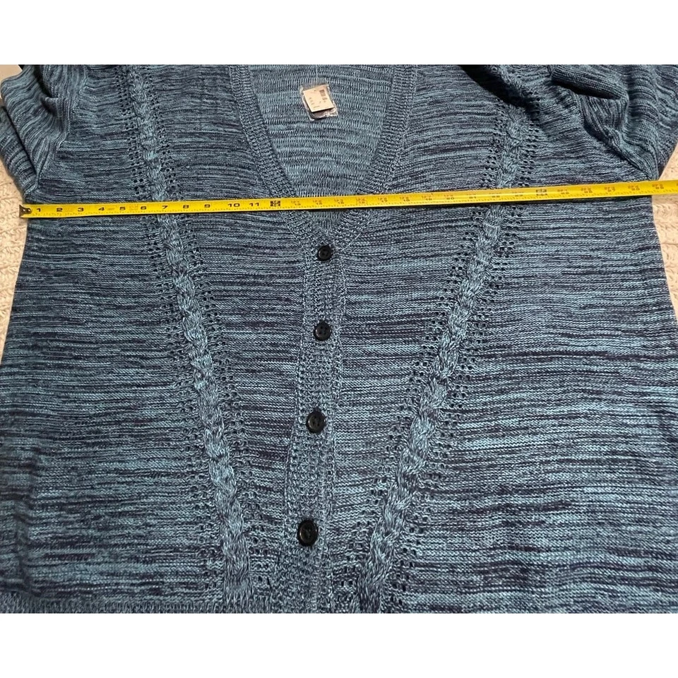 NWT Avenue Cardigan Sweater Button Front V Neck Womens Plus Sz 26 28 Blue Marled - Image 4 of 4