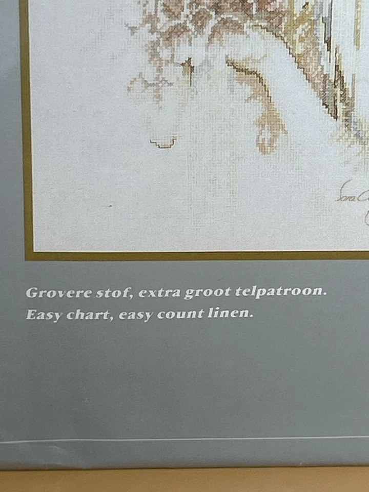 Lanarte Sara Luna Punto de Cruz Fácil Kit Dama con Flores Lino Foto 3 de 4