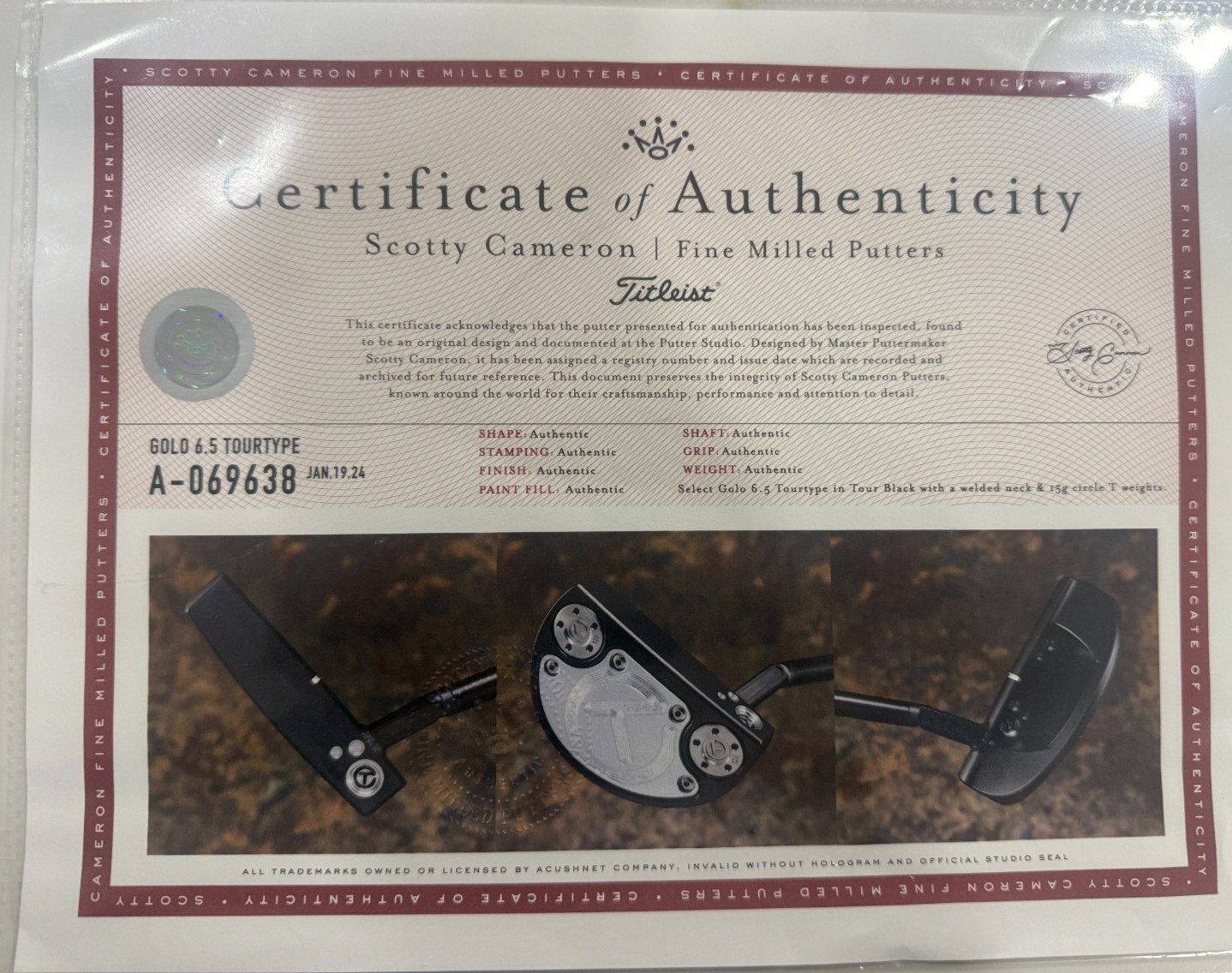 A069638, the certificate in the eBay listing's photos