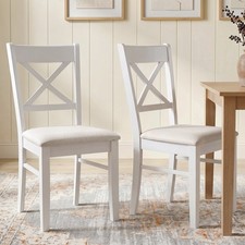 Dining Chairs Set of 2 Upholstered Kitchen Chairs with Wooden Frame, White