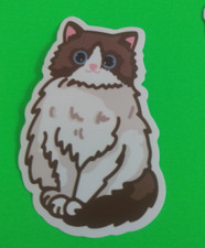Fluffy Kitty Cat Adorable Animal Sticker 2.58" x 1.58" AW