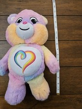 Care Bears Togetherness Bear Rainbow Multicolor Heart Plush Toy 13"