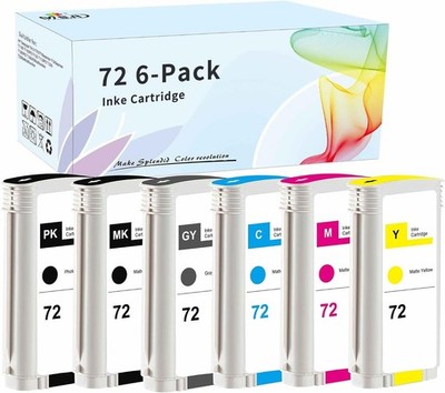 72 Ink 6-Pack for HP DesignJet T610 T770 T790 T1100 T1200 T1300 T2300