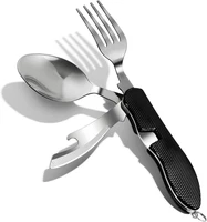 4-In-1 Camping Besteckset – Faltbares Edelstahl Besteck - Abnehmbaren Tragbaren