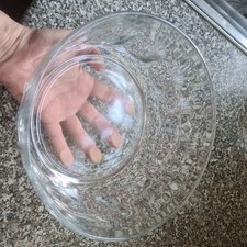 Vintage MCM ARCOROC FRANCE 8.5" Thumbprint Style Serving Bowl Glass Large Salad