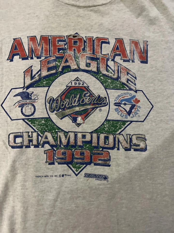 Camisa De Colección Toronto Blue Jays Para Hombres XL Gris MLB Béisbol 1992 Serie Mundial Años 90 Foto 2 de 4