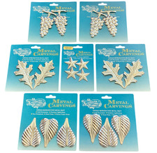 Vtg Metal Carvings Findings Furniture Crafts Silver Grapes Leaves Stars Larger