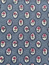 Vintage Tiny Flower Bud Fabric Cotton Red Blu...