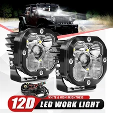 AUXBEAM 3"5" LED Side Shooter Work Light Bar Fog Lamp Driving Pods DRL Amber ATV