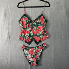 Rare VTG Victoria's Secret Gold Label camisole Lingerie Set Medium Roses Lux