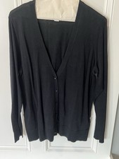 Amazon Essentials Black Button Front Cardigan Sweater Womens L Lightweight Knit