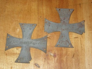 alte Landwehrkreuze 1813 für die Wachstuchmütze 6x6cm
