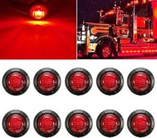 10PCS LED Red Side Marker Lights, 3/4" Bullet Front Rear Trailer Cl Color: Red