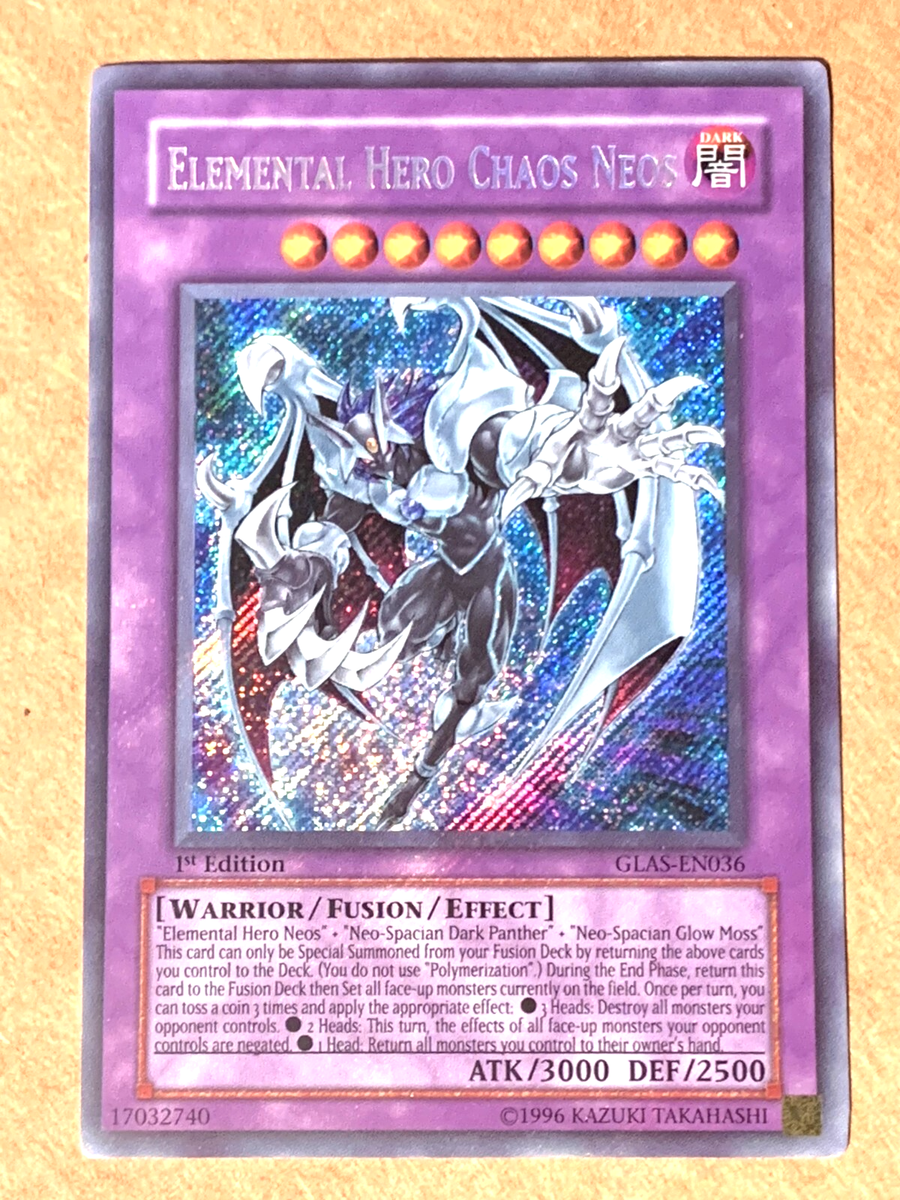 yugioh Elemental Hero Chaos Neos GLAS-EN036 Secret Rare 1st
