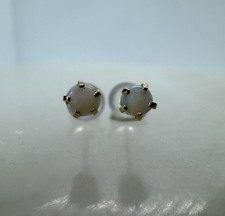 14K Solid Gold 3.7MM Natural Opal Solitaire Stud Earrings