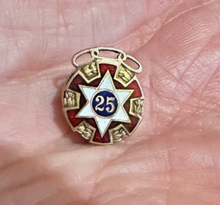 Authentic Vintage 14Kt Gold ODD FELLOWS 25 Year Membership Screw Back Pin