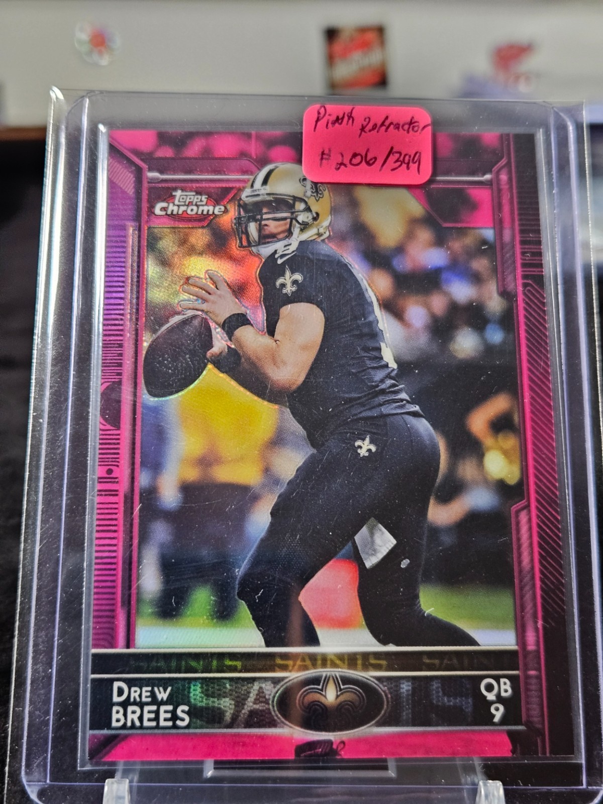 2015 Topps Chrome - Drew Brees #12 BCA Pink Refractor #206/399 Saints Chargers