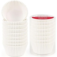 White Cupcake Liners Bulk 200 Count - Greaseproof Muffin Baking Cups for Parties