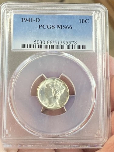 1941-D MERCURY SILVER DIME 10C ~ PCGS MS66 ~ GEM LUSTER AND BRIGHTNESS